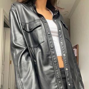 BLANK nyc leather shirt jacket